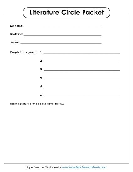 Literature Circle Roles - Literature Circle Cover Sheet (Printable PDF Worksheet)
