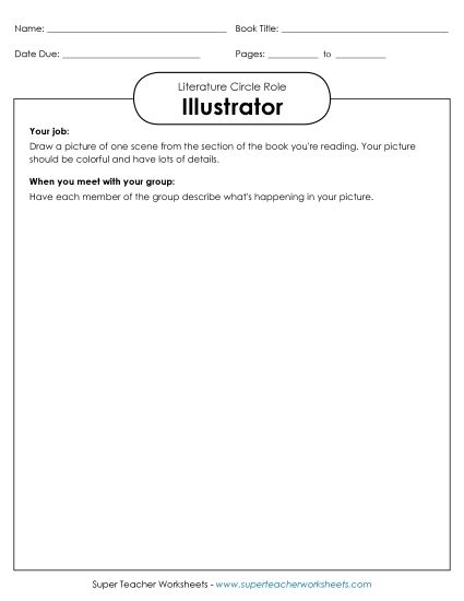 Literature Circle Roles - Literature Circles : Illustrator (Printable PDF Worksheet)