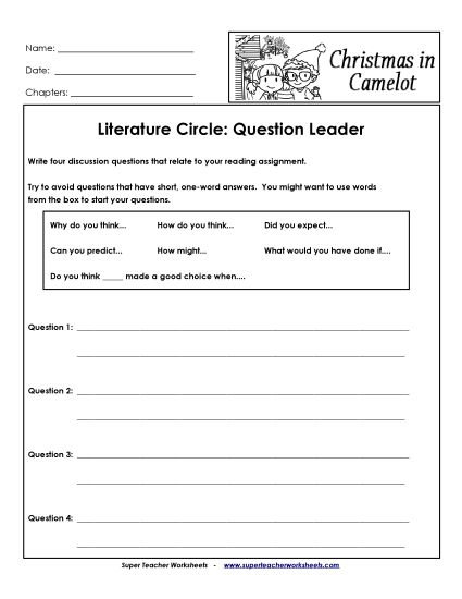 Literature Circles - Literature Circles: Question Leader (Printable PDF Worksheet)