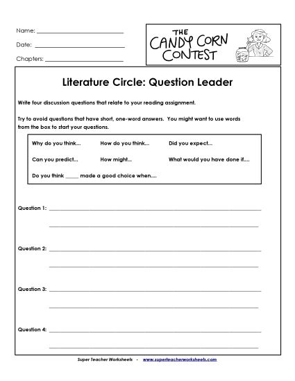 Literature Circles - Literature Circles: Question Leader (Printable PDF Worksheet)