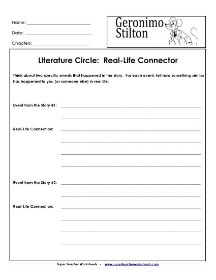 Literature Circles - Literature Circles: Real-Life Connector (Printable PDF Worksheet)