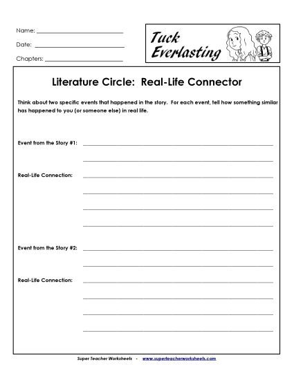 Literature Circles - Literature Circles: Real-Life Connector (Printable PDF Worksheet)
