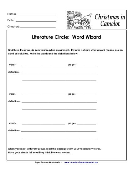 Literature Circles - Literature Circles: Word Wizard (Printable PDF Worksheet)