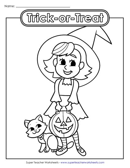 Basic Pictures (For Younger Kids) - Little Witch: Trick-or-Treat (Printable PDF Worksheet)
