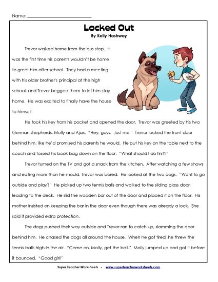 Fiction Stories - Locked Out (Printable PDF Worksheet)