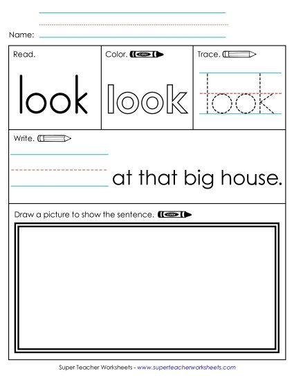 Individual Sight Words - Look (Sight Word) (Printable PDF Worksheet)