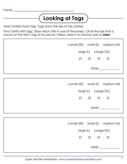 Worksheets - Looking at Tags (Printable PDF Worksheet)
