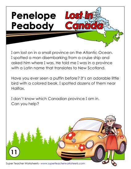 Lost in Canada #11: Nova Scotia (Printable PDF Worksheet)