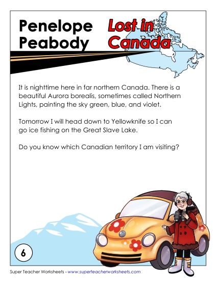 Lost in Canada #6: Northwest Territories (Printable PDF Worksheet)