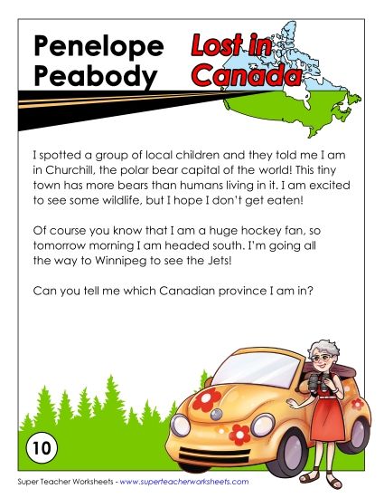 Penelope Peabody: Lost in Canada - Lost in Canada: Manitoba (Printable PDF Worksheet)