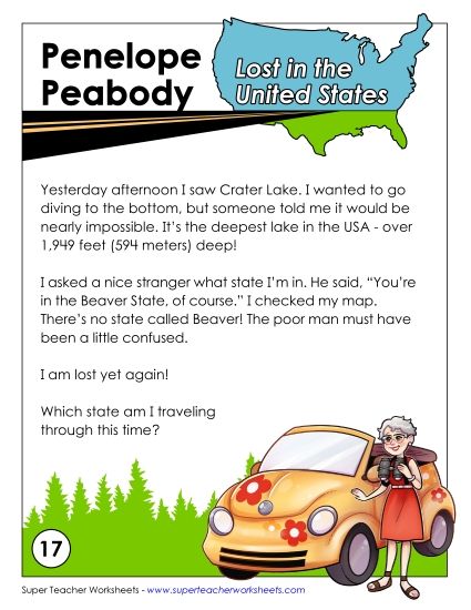 Lost in USA #17: Oregon (Printable PDF Worksheet)