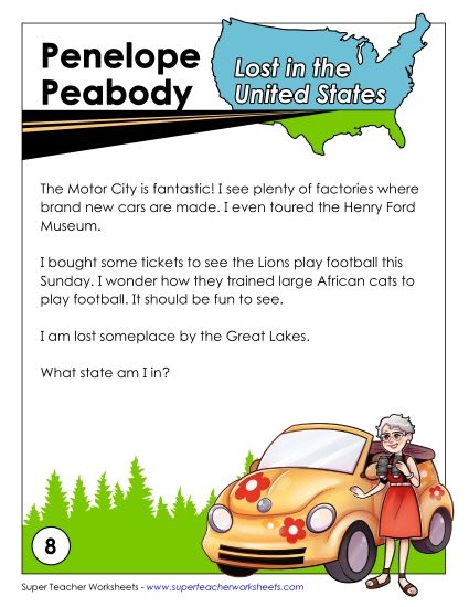 Lost in USA #8: Michigan (Printable PDF Worksheet)