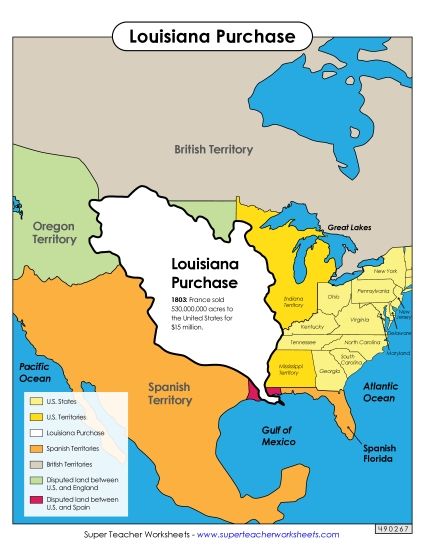 Map - Louisiana Purchase Map (Printable PDF Worksheet)