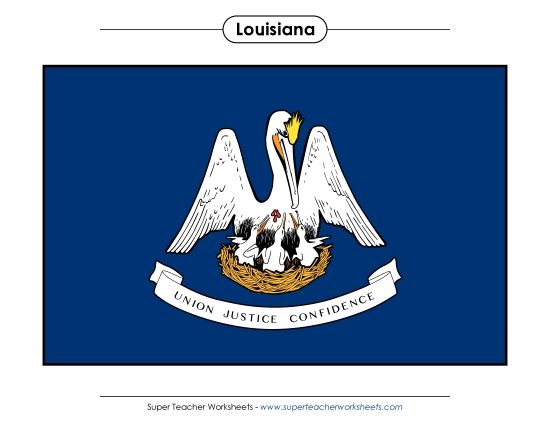 Flags & Seals - Louisiana State Flag (Full-Color Version) (Printable PDF Worksheet)