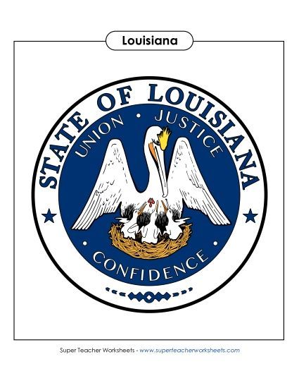 Flags & Seals - Louisiana State Seal (Full-Color Version) (Printable PDF Worksheet)