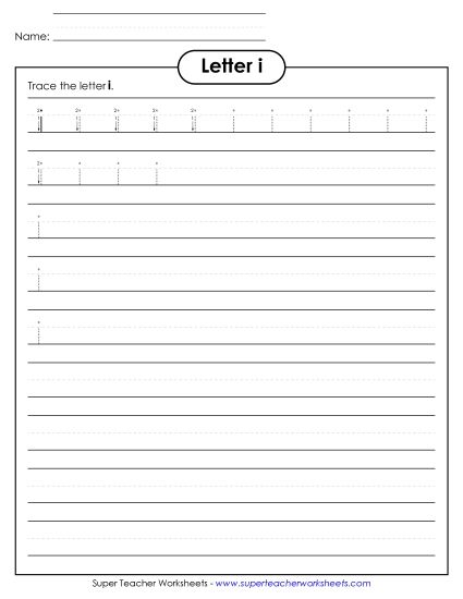 Letter I - Lowercase i (Smaller Font Size) (Printable PDF Worksheet)