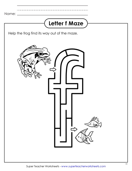 Letter Recognition - Lowercase Letter f Maze (Printable PDF Worksheet)
