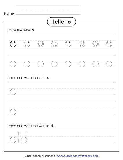 Trace and Print - Lowercase o (Dotted Lines) (Printable PDF Worksheet)