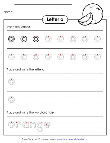 Letter O - Lowercase o (Outlined Letters) (Printable PDF Worksheet)