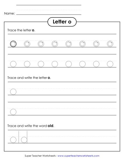Letter O - Lowercase o (Tracing Dotted Line) (Printable PDF Worksheet)