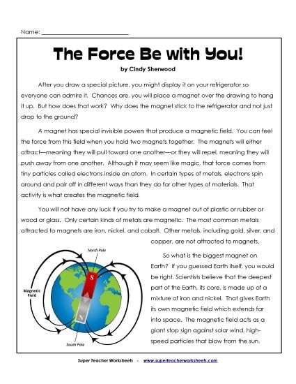 Magnetism Reading Passages - Magnets Article (Printable PDF Worksheet)