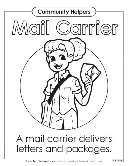 Anchor Chart / Coloring Pages - Mail Carrier (Printable PDF Worksheet)