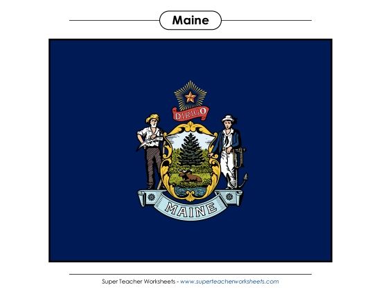 Flags & Seals - Maine State Flag (Full-Color Version) (Printable PDF Worksheet)