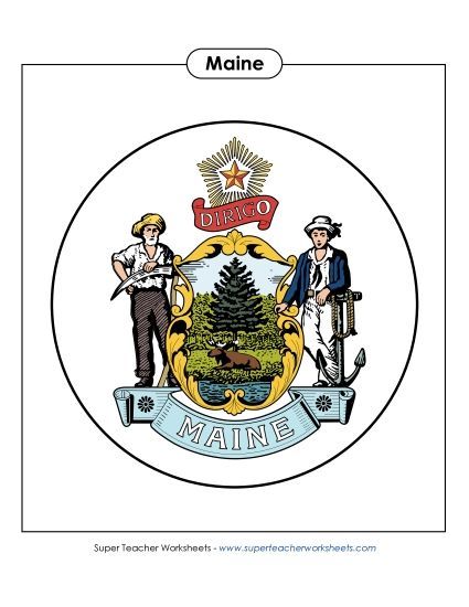 Flags & Seals - Maine State Seal (Full-Color Version) (Printable PDF Worksheet)
