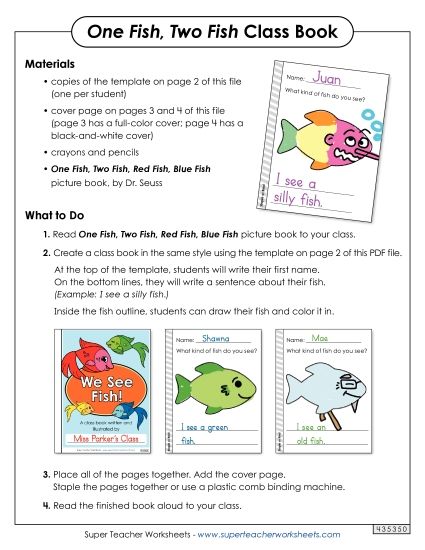 Class Projects - Make a Class Book (Printable PDF Worksheet)