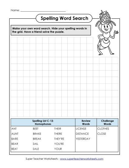 Worksheets - Make-a-Search (C-13) (Printable PDF Worksheet)