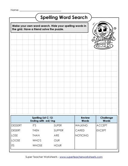 Worksheets - Make-a-Search (C-14) (Printable PDF Worksheet)