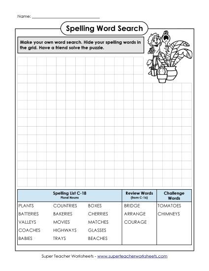 Worksheets - Make-a-Search (C-18) (Printable PDF Worksheet)