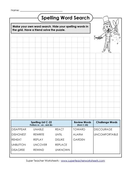 Worksheets - Make-a-Search (C-22) (Printable PDF Worksheet)