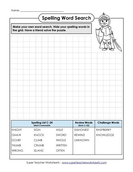 Worksheets - Make-a-Search (C-24) (Printable PDF Worksheet)