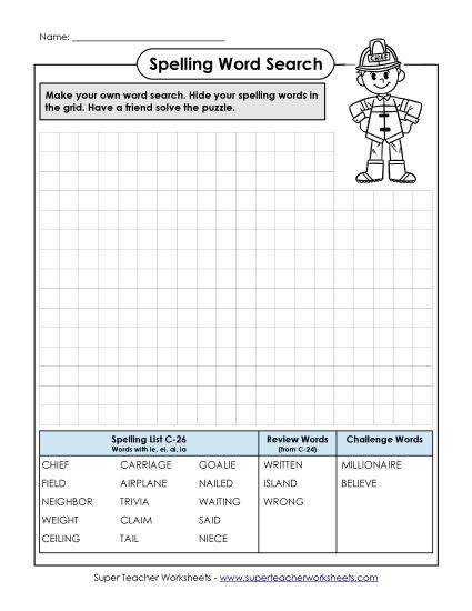 Worksheets - Make-a-Search (C-26) (Printable PDF Worksheet)