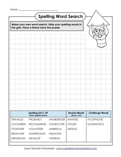 Worksheets - Make-a-Search (C-29) (Printable PDF Worksheet)