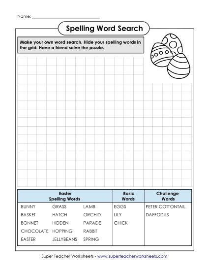 Worksheets - Make-a-Search (C-Easter)  (Printable PDF Worksheet)
