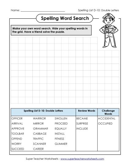 Worksheets - Make-a-Search (D-10) (Printable PDF Worksheet)