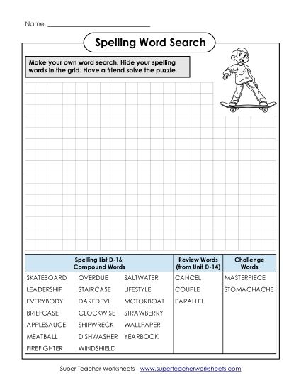 Worksheets - Make-a-Search (D-16) (Printable PDF Worksheet)