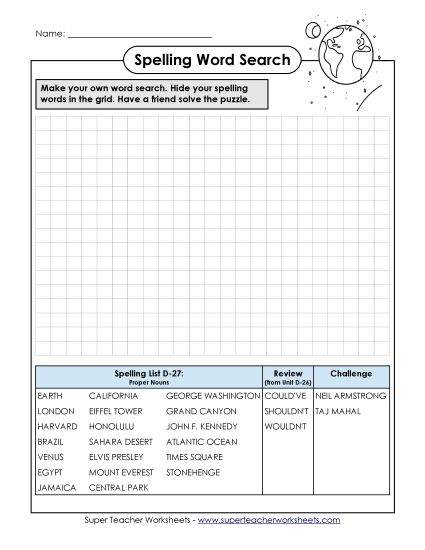 Worksheets - Make-a-Search (D-28) (Printable PDF Worksheet)