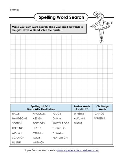 Printable Worksheets - Make-a-Search (E-11) (Printable PDF Worksheet)