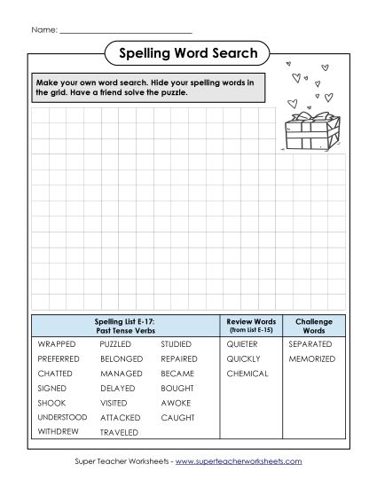 Printable Worksheets - Make-a-Search (E-17) (Printable PDF Worksheet)