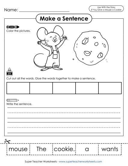 Cut and Glue Activities - Make a Sentence (Printable PDF Worksheet)
