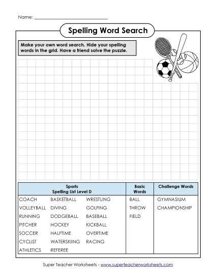 Worksheets and Activities - Make a Word Search  (Printable PDF Worksheet)