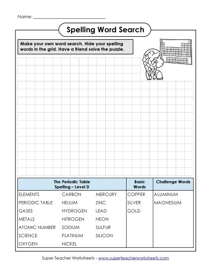 Worksheets and Activities  - Make a Word Search (Printable PDF Worksheet)