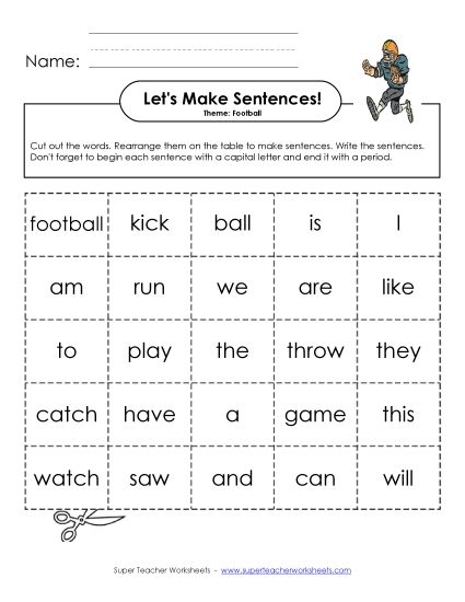Early Literacy - Make Sentences: Word Cards (Printable PDF Worksheet)