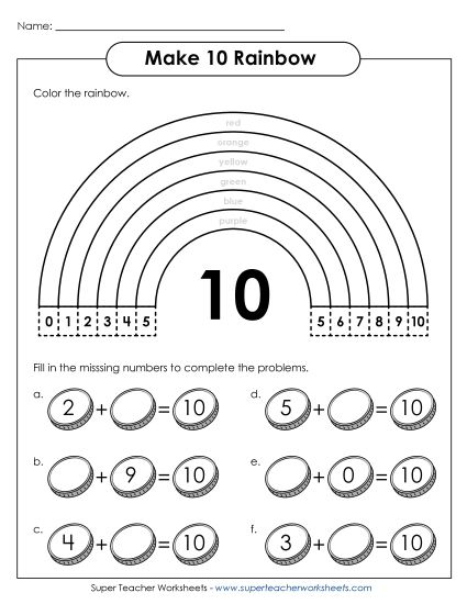 Worksheets - Making 10: Rainbow Worksheet (Printable PDF Worksheet)