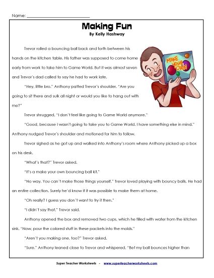 Fiction Stories - Making Fun (Printable PDF Worksheet)