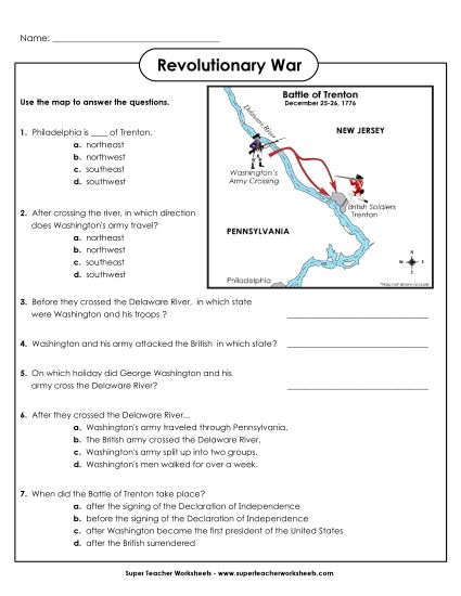 Maps - Map: Battle of Trenton (Printable PDF Worksheet)