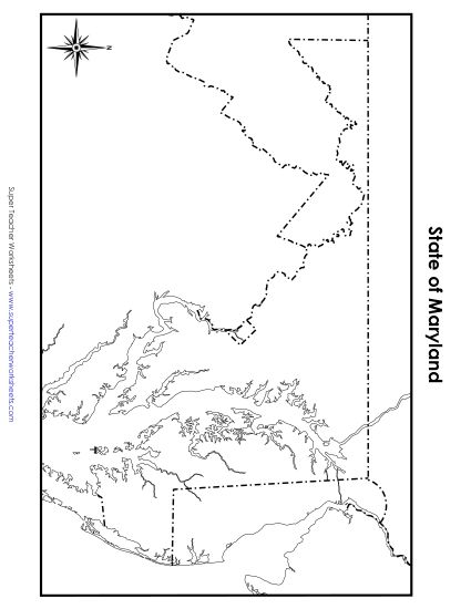 Maps - Maryland State Map (Blank) (Printable PDF Worksheet)
